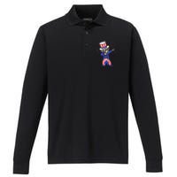 4th Of July S For Kids Funny Dabbing Uncle Sam Men Performance Long Sleeve Polo