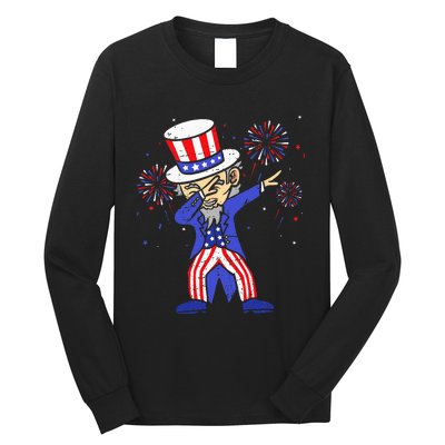 4th Of July S For Kids Funny Dabbing Uncle Sam Men Long Sleeve Shirt