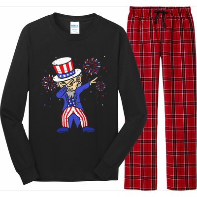 4th Of July S For Kids Funny Dabbing Uncle Sam Men Long Sleeve Pajama Set