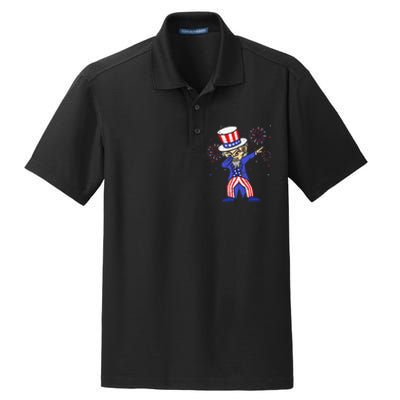 4th Of July S For Kids Funny Dabbing Uncle Sam Men Dry Zone Grid Polo