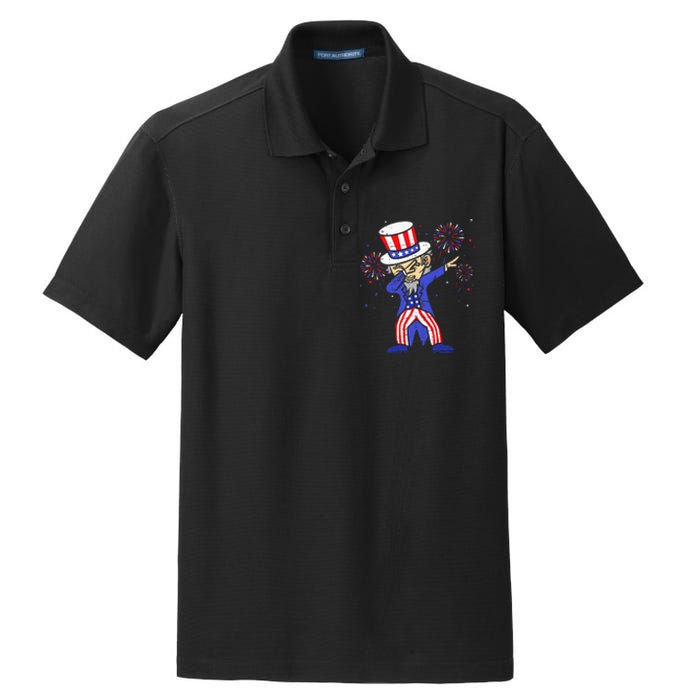 4th Of July S For Kids Funny Dabbing Uncle Sam Men Dry Zone Grid Polo