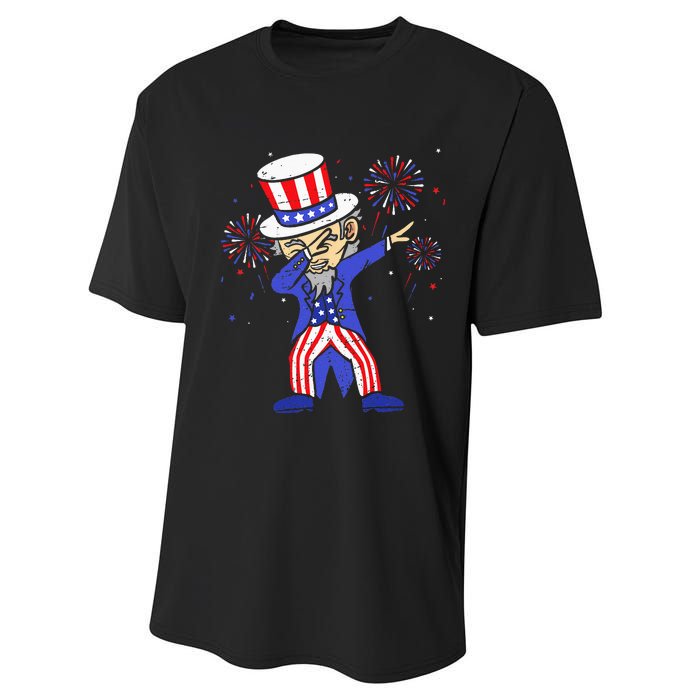 4th Of July S For Kids Funny Dabbing Uncle Sam Men Performance Sprint T-Shirt