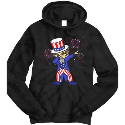 4th Of July S For Kids Funny Dabbing Uncle Sam Men Tie Dye Hoodie