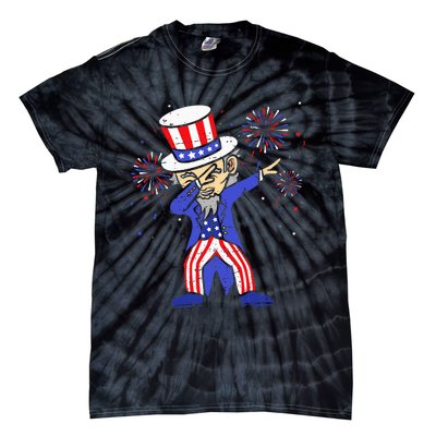 4th Of July S For Kids Funny Dabbing Uncle Sam Men Tie-Dye T-Shirt