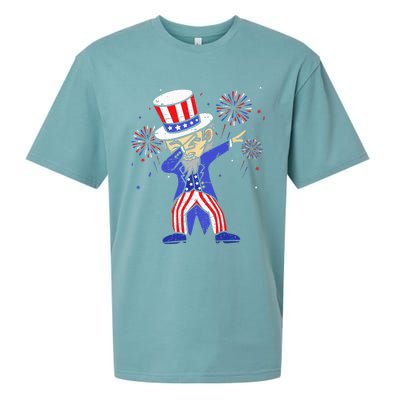 4th Of July S For Kids Funny Dabbing Uncle Sam Men Sueded Cloud Jersey T-Shirt