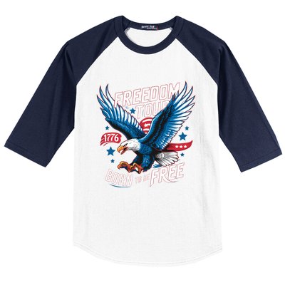 4th Of July Freedom Born To Be Free Baseball Sleeve Shirt