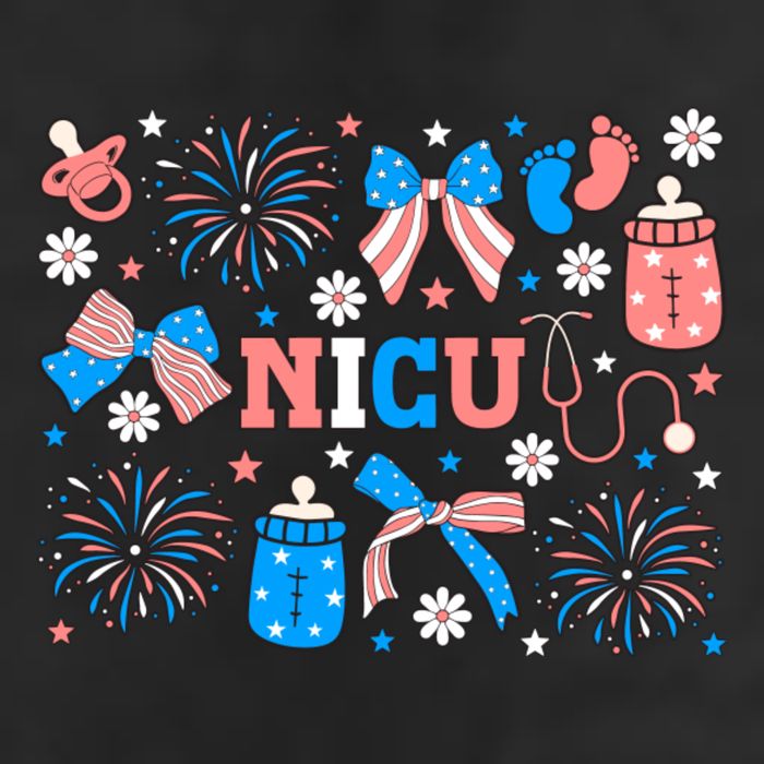 4th Of July Nicu Nurse Doodles 7 Panel Mesh Trucker Snapback Hat