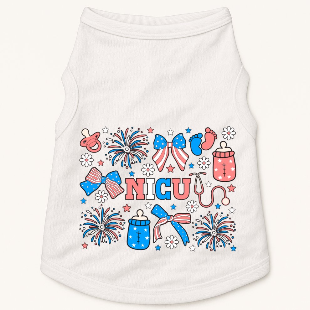 4th Of July Nicu Nurse Doodles Doggie Tank