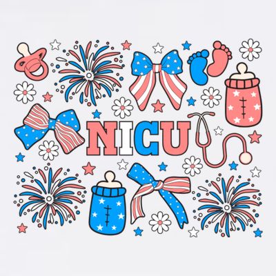 4th Of July Nicu Nurse Doodles T-Shirt