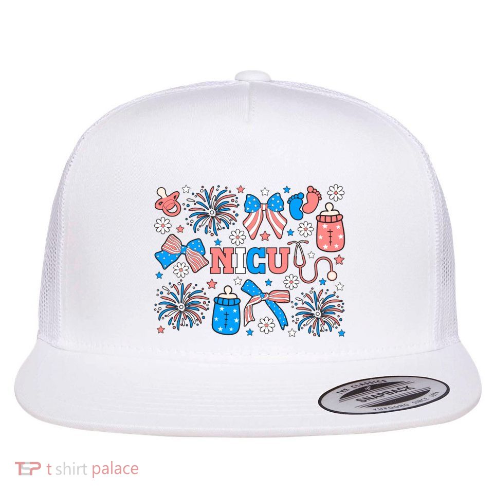 4th Of July Nicu Nurse Doodles Flatbill Hat