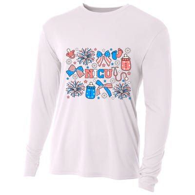 4th Of July Nicu Nurse Doodles Cooling Performance Long Sleeve Crew