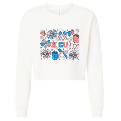4th Of July Nicu Nurse Doodles Cropped Pullover Crew
