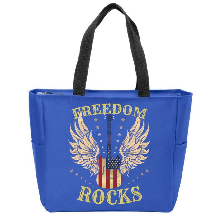 4th Of July American Flag Usa Freedom Rocks Cool Gift Zip Tote Bag