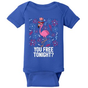 4th Of July You Free Tonight Flamingo American Flag Usa Cute Gift Baby Bodysuit