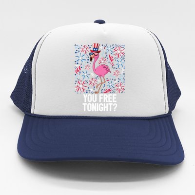 4th Of July You Free Tonight Flamingo American Flag Usa Cute Gift Trucker Hat