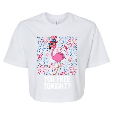 4th Of July You Free Tonight Flamingo American Flag Usa Cute Gift Bella+Canvas Jersey Crop Tee