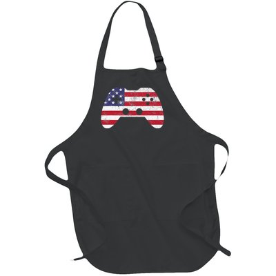 4th Of July Video Game Gamer USA Full-Length Apron With Pockets