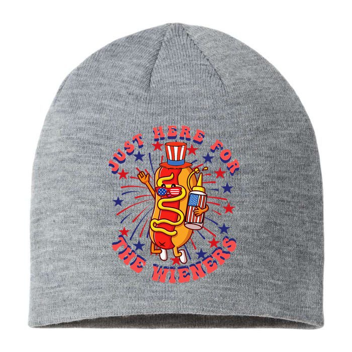 4th Of July I'm Just Here For The Wieners Hot Dogs Funny Sustainable Beanie