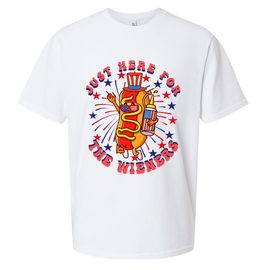 4th Of July I'm Just Here For The Wieners Hot Dogs Funny Sueded Cloud Jersey T-Shirt