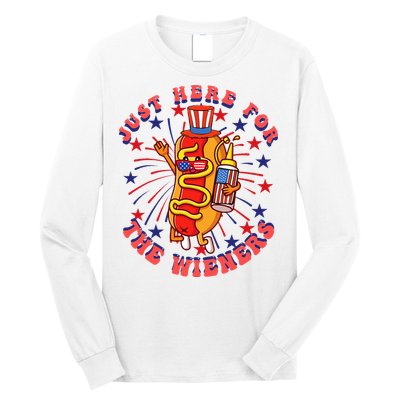 4th Of July I'm Just Here For The Wieners Hot Dogs Funny Long Sleeve Shirt