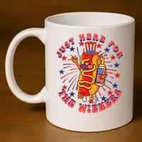4th Of July I'm Just Here For The Wieners Hot Dogs Funny 11oz C Handle Ceramic Mug