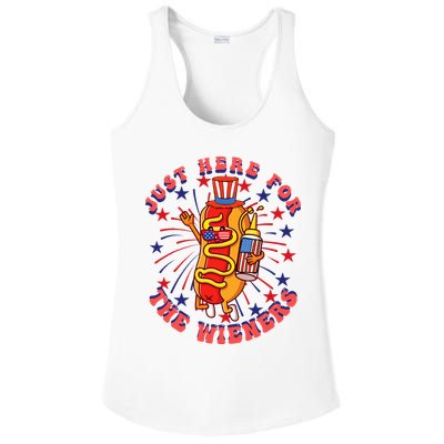 4th Of July I'm Just Here For The Wieners Hot Dogs Funny Ladies PosiCharge Competitor Racerback Tank
