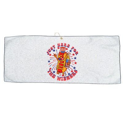 4th Of July I'm Just Here For The Wieners Hot Dogs Funny Large Microfiber Waffle Golf Towel