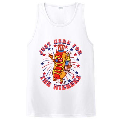 4th Of July I'm Just Here For The Wieners Hot Dogs Funny PosiCharge Competitor Tank