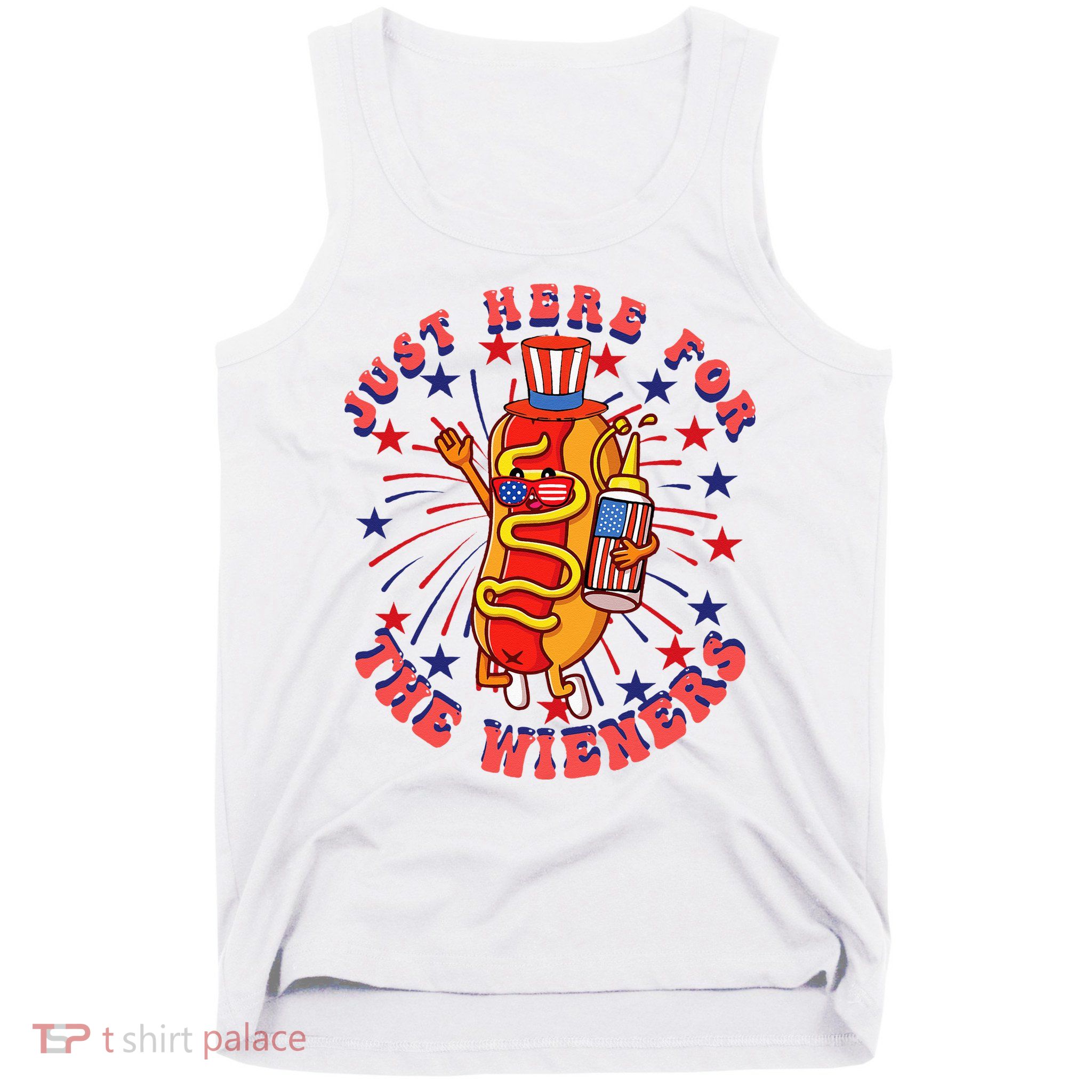 4th Of July I'm Just Here For The Wieners Hot Dogs Funny Tank Top