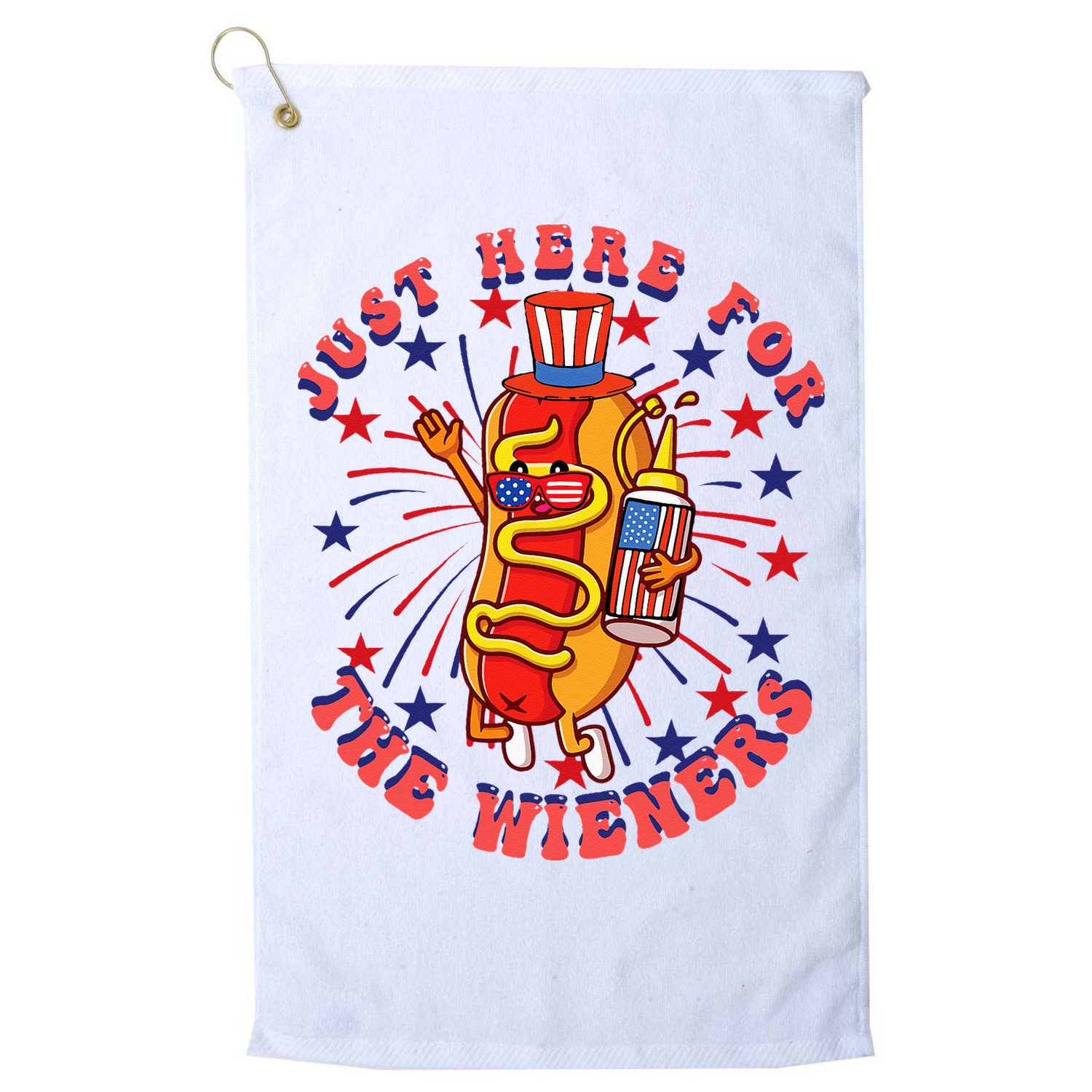 4th Of July I'm Just Here For The Wieners Hot Dogs Funny Golf Towel
