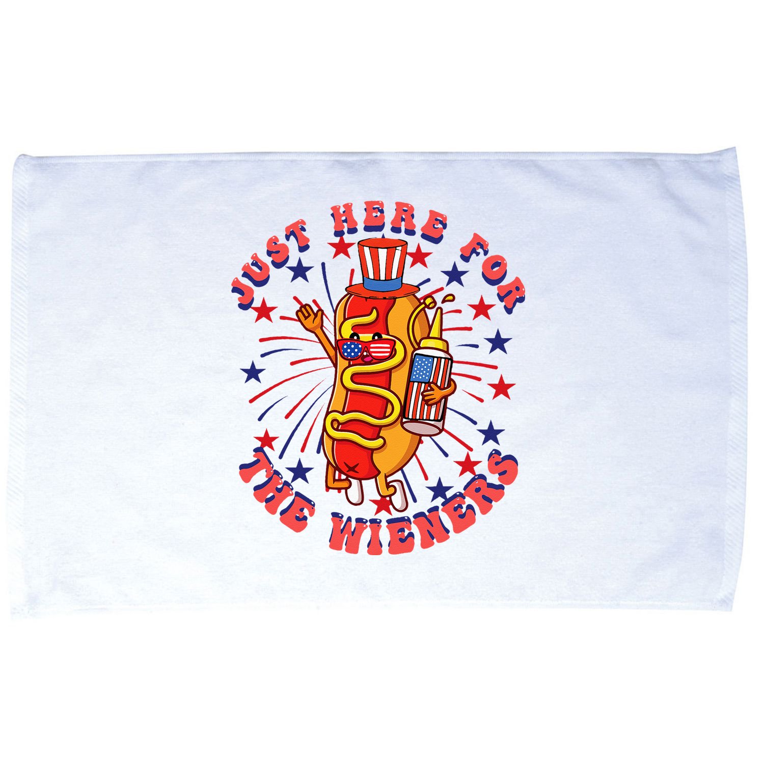 4th Of July I'm Just Here For The Wieners Hot Dogs Funny Microfiber Hand Towel