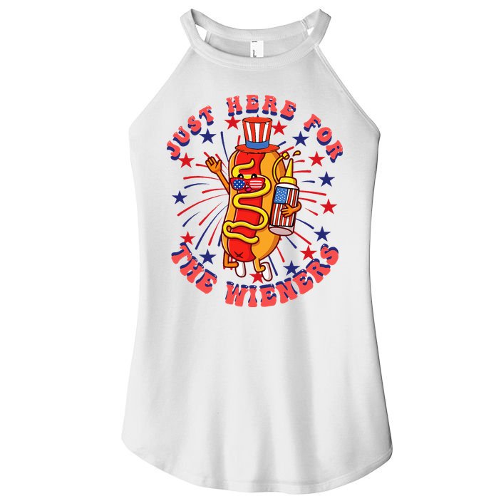 4th Of July I'm Just Here For The Wieners Hot Dogs Funny Women's Perfect Tri Rocker Tank