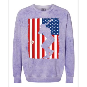 4th Of July Patriotic Baseball  USA American Flag boy Colorblast Crewneck Sweatshirt