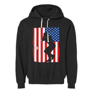 4th Of July Patriotic Baseball  USA American Flag boy Garment-Dyed Fleece Hoodie