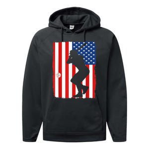 4th Of July Patriotic Baseball  USA American Flag boy Performance Fleece Hoodie