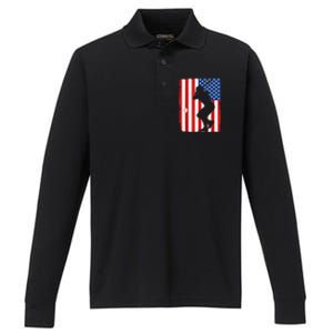 4th Of July Patriotic Baseball  USA American Flag boy Performance Long Sleeve Polo