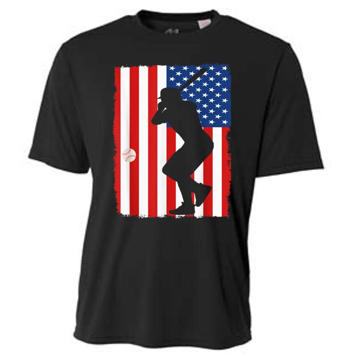 4th Of July Patriotic Baseball  USA American Flag boy Cooling Performance Crew T-Shirt