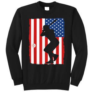 4th Of July Patriotic Baseball  USA American Flag boy Sweatshirt