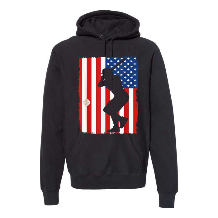 4th Of July Patriotic Baseball  USA American Flag boy Premium Hoodie