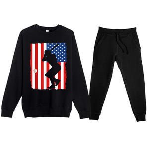 4th Of July Patriotic Baseball  USA American Flag boy Premium Crewneck Sweatsuit Set