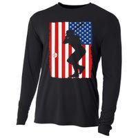 4th Of July Patriotic Baseball  USA American Flag boy Cooling Performance Long Sleeve Crew