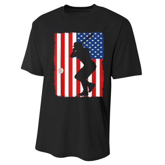 4th Of July Patriotic Baseball  USA American Flag boy Performance Sprint T-Shirt