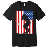 4th Of July Patriotic Baseball  USA American Flag boy Premium T-Shirt