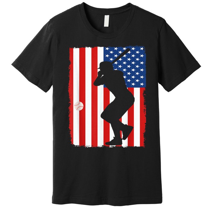 4th Of July Patriotic Baseball  USA American Flag boy Premium T-Shirt