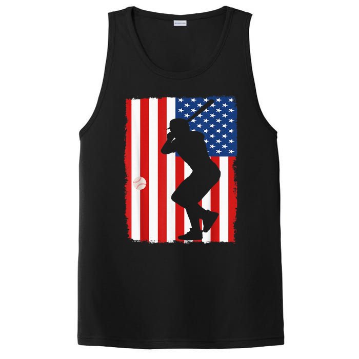 4th Of July Patriotic Baseball  USA American Flag boy PosiCharge Competitor Tank