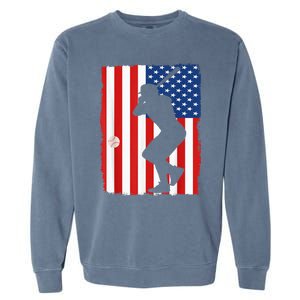 4th Of July Patriotic Baseball  USA American Flag boy Garment-Dyed Sweatshirt