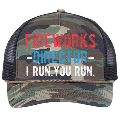 4th Of July Fireworks Director I Run You Run Retro Rope Trucker Hat Cap