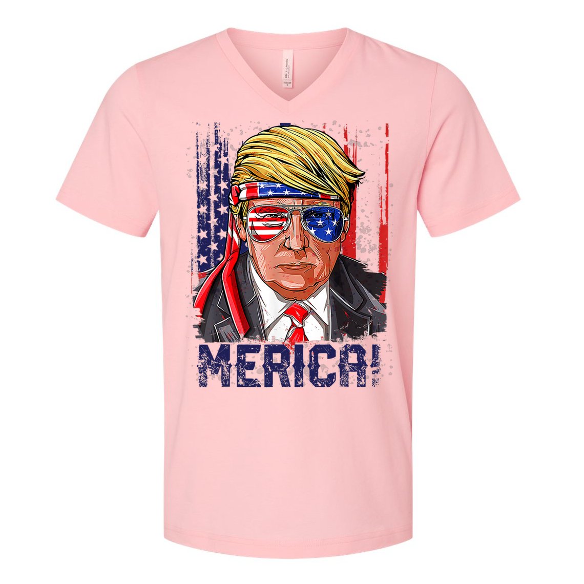 4th Of July Merica Trump Shirt USA American Flag Vintage V-Neck T-Shirt
