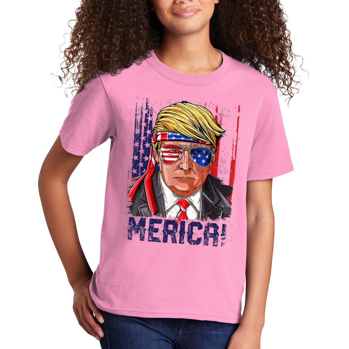 4th Of July Merica Trump Shirt USA American Flag Vintage Kids T-Shirt