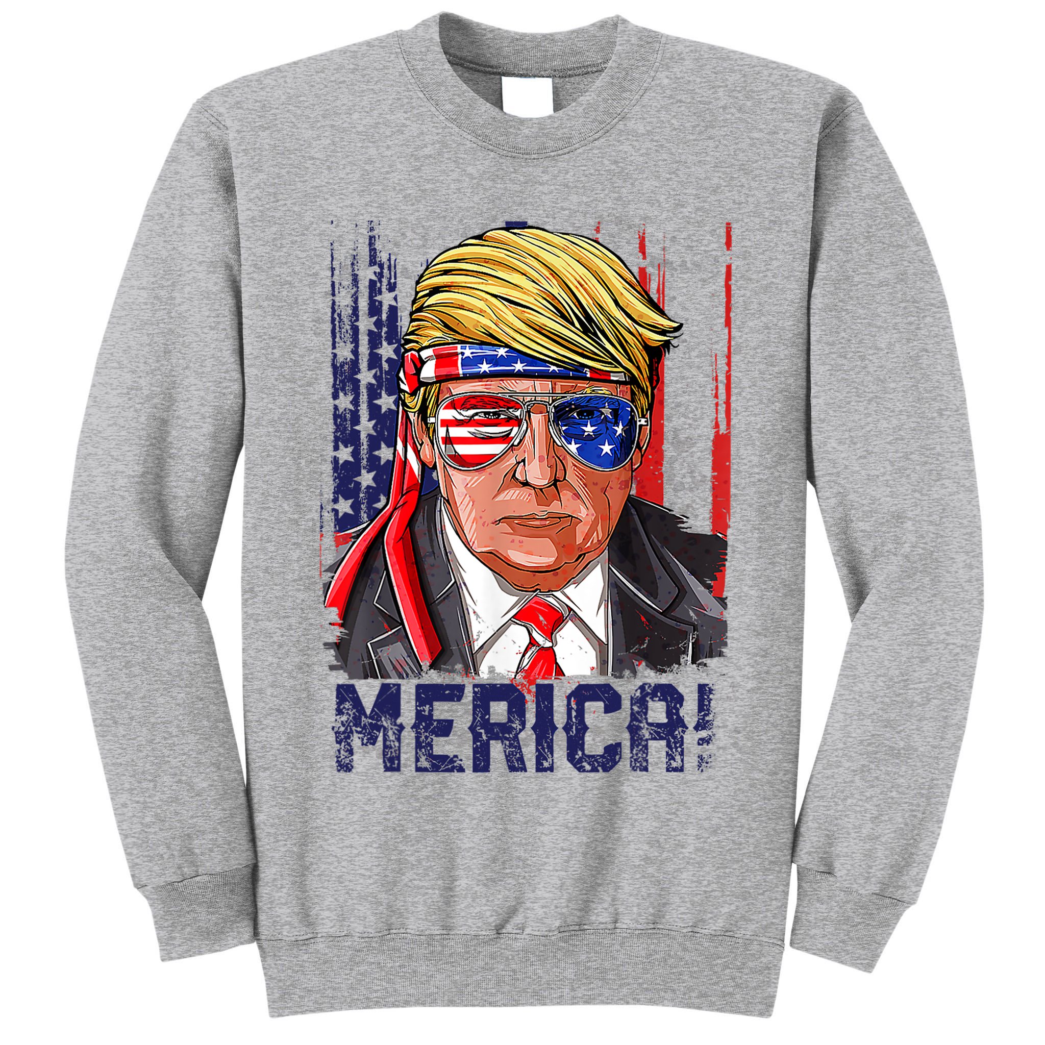 4th Of July Merica Trump Shirt USA American Flag Vintage Tall Sweatshirt